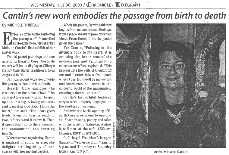 Article dans le Chronicle-Telegraph 2002-10-23