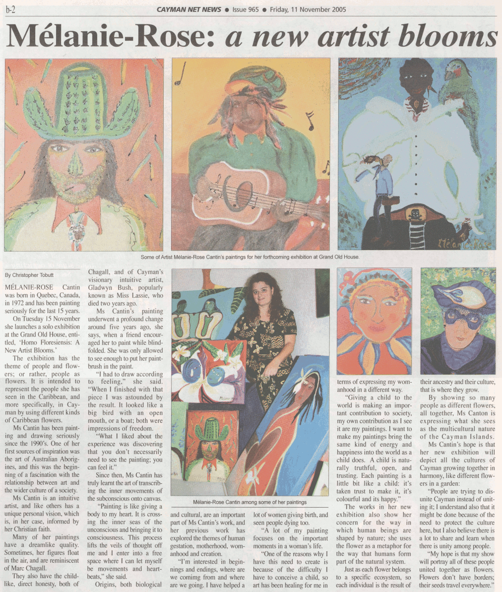 An Artist in bloom, Cayman Net News 2005-11-11