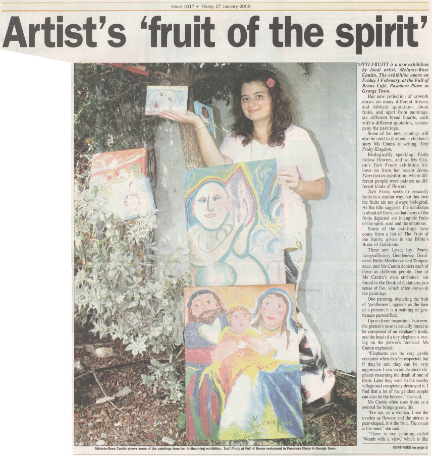Artist's Fruit of the spirit, Cayman Net News 2006-01-27