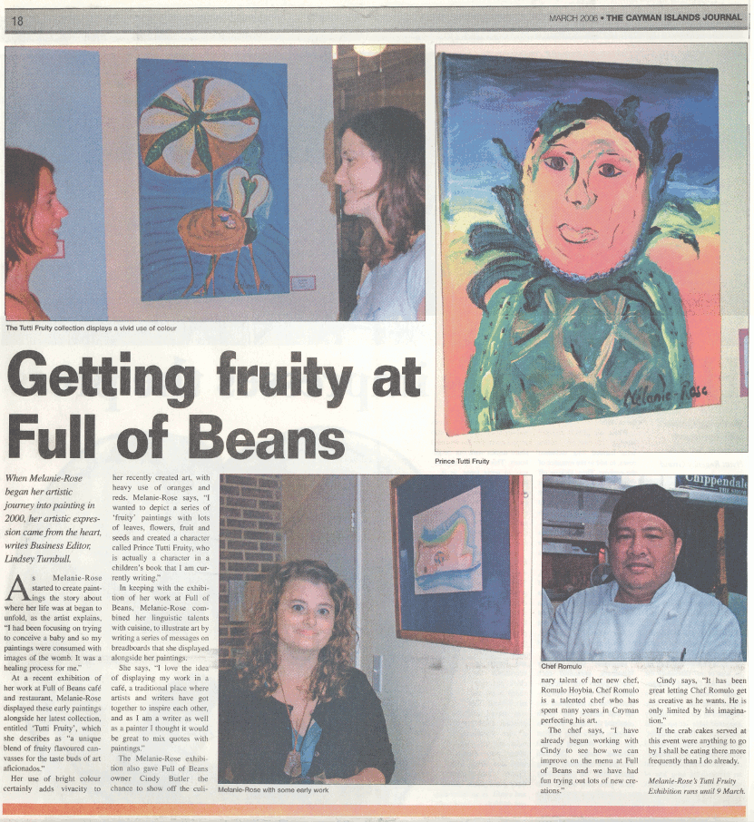 Getting fruity at the Full of Beans, The Cayman Islands Journal,  2006-03